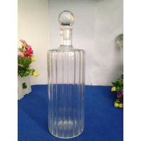 竖条纹造型玻璃工艺酒瓶吹制横纹造型玻璃酒瓶吹制手工玻璃酒瓶