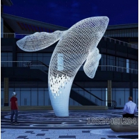 定制大型鲸鱼雕塑 广场不锈钢镂空摆件