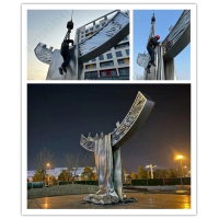 安庆海纳公园主题雕塑 大型不锈钢抽象帆船雕塑