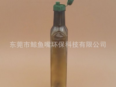 厂家直销500ml方形高档橄榄油瓶 墨绿色食用油塑料瓶图1